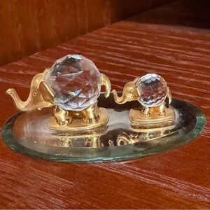 Vintage Blown Glass Elephants with gold accents